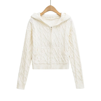Zip-up hoodie knitted long sleeves