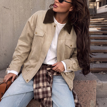 Vintage Commuter Faux Suede Coat
