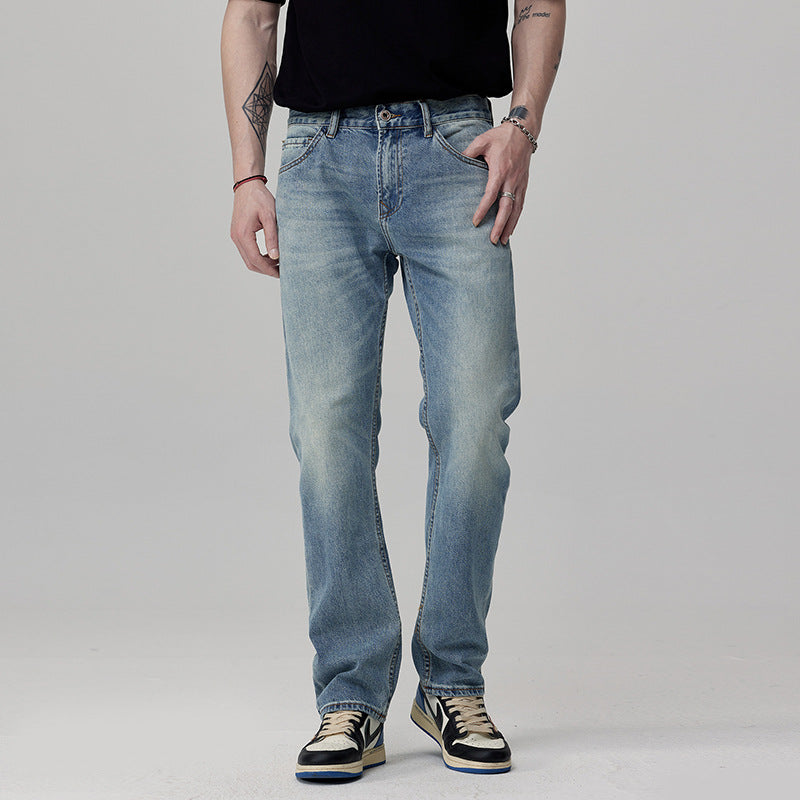 Straight Fit Washed Denim Jeans for Men