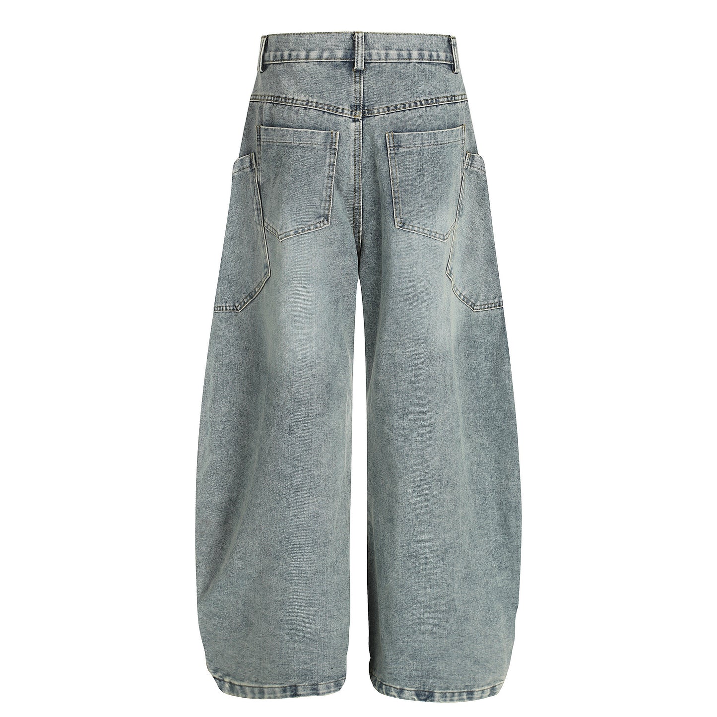 Patchwork Multi-pocket Mid-rise Trendy Knife-cut Jeans Pants