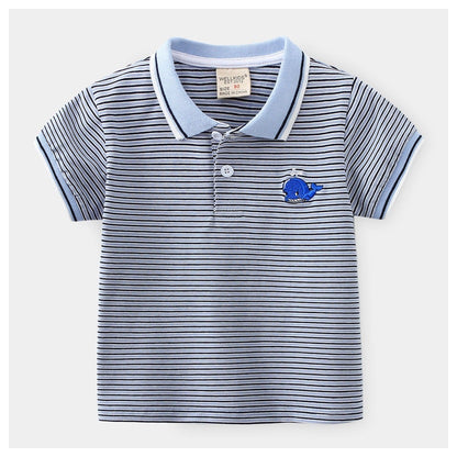 Jongens Cartoon Korte Mouw Gestreept Poloshirt