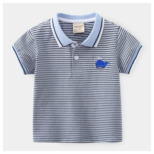 Jongens Cartoon Korte Mouw Gestreept Poloshirt