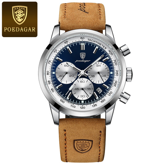 Herenhorloge met quartz uurwerk en leren bandje
