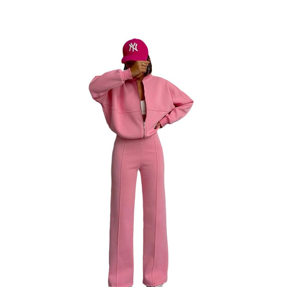 Women's casual long-sleeved coat and long pants set