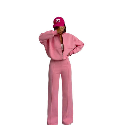 Women's casual long-sleeved coat and long pants set