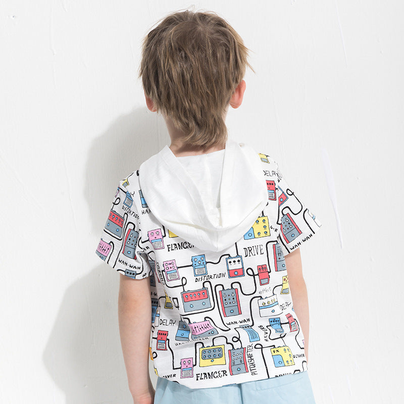 Hoodie met korte mouwen jongens met cartoonprint