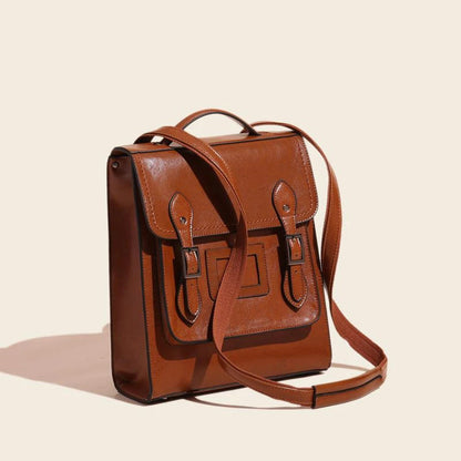 Fashion Leather Women Backpack Casual Oil Wax Cowhide Retro Schoolbag