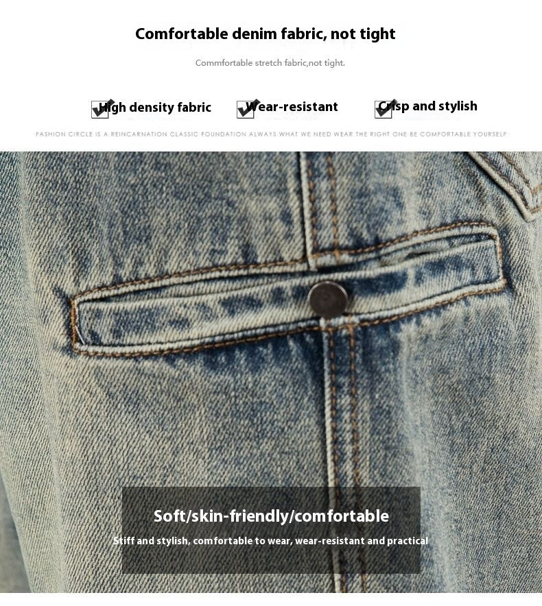 Amerikaanse casual rechte jeans met gele wassing