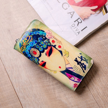 Leren portemonnees met print voor dames