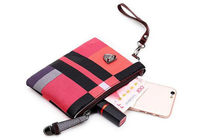 Vintage geruite 4-delige PU-leer tassenset