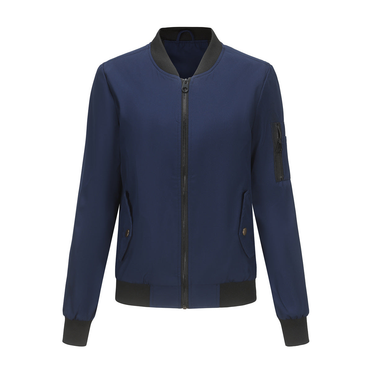 Stand up collar long sleeved loose jacket