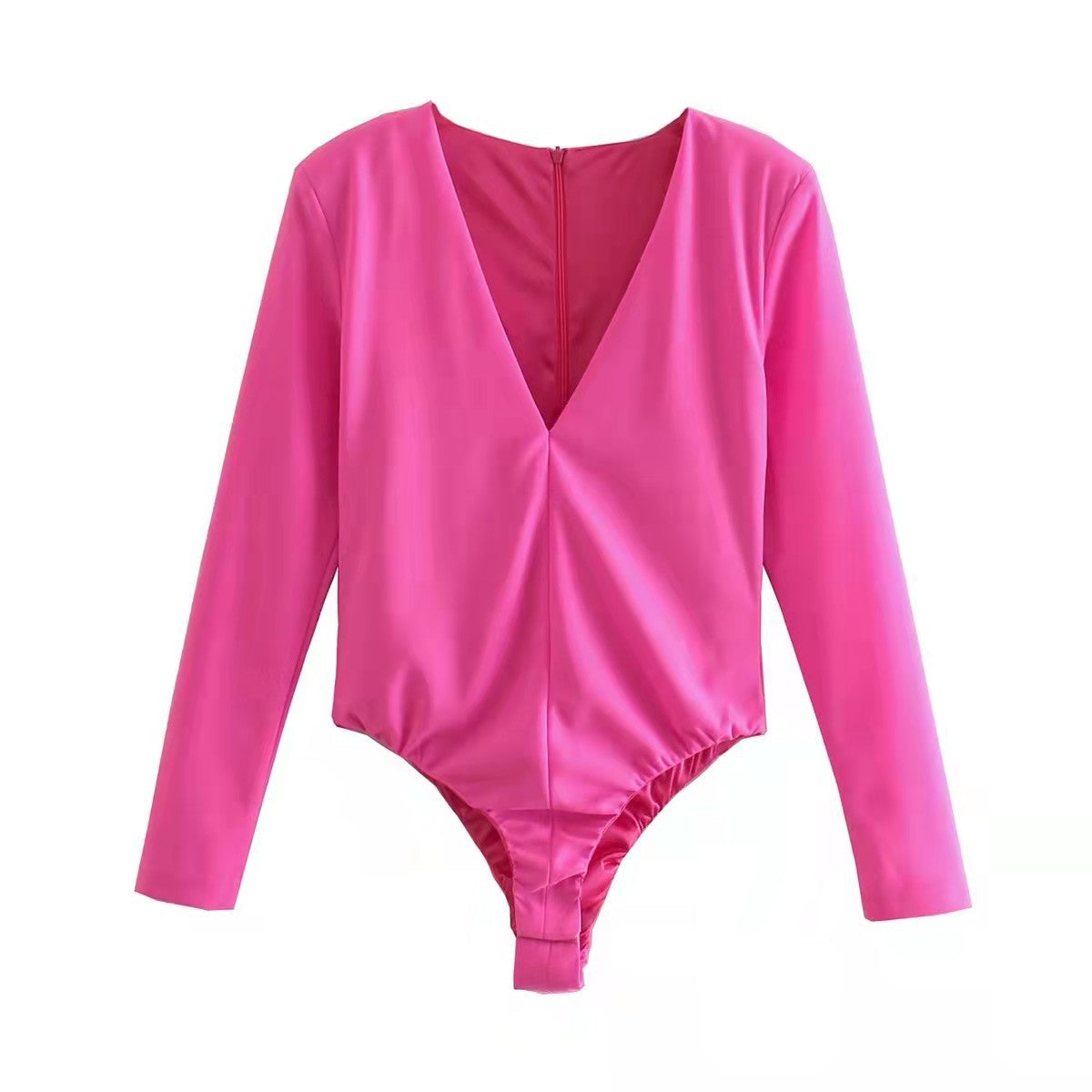 Women's V-neck Padded Shoulder Jumpsuit