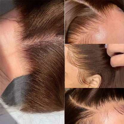 Straight Brown Lace Human Hair Wig Chocolate Color