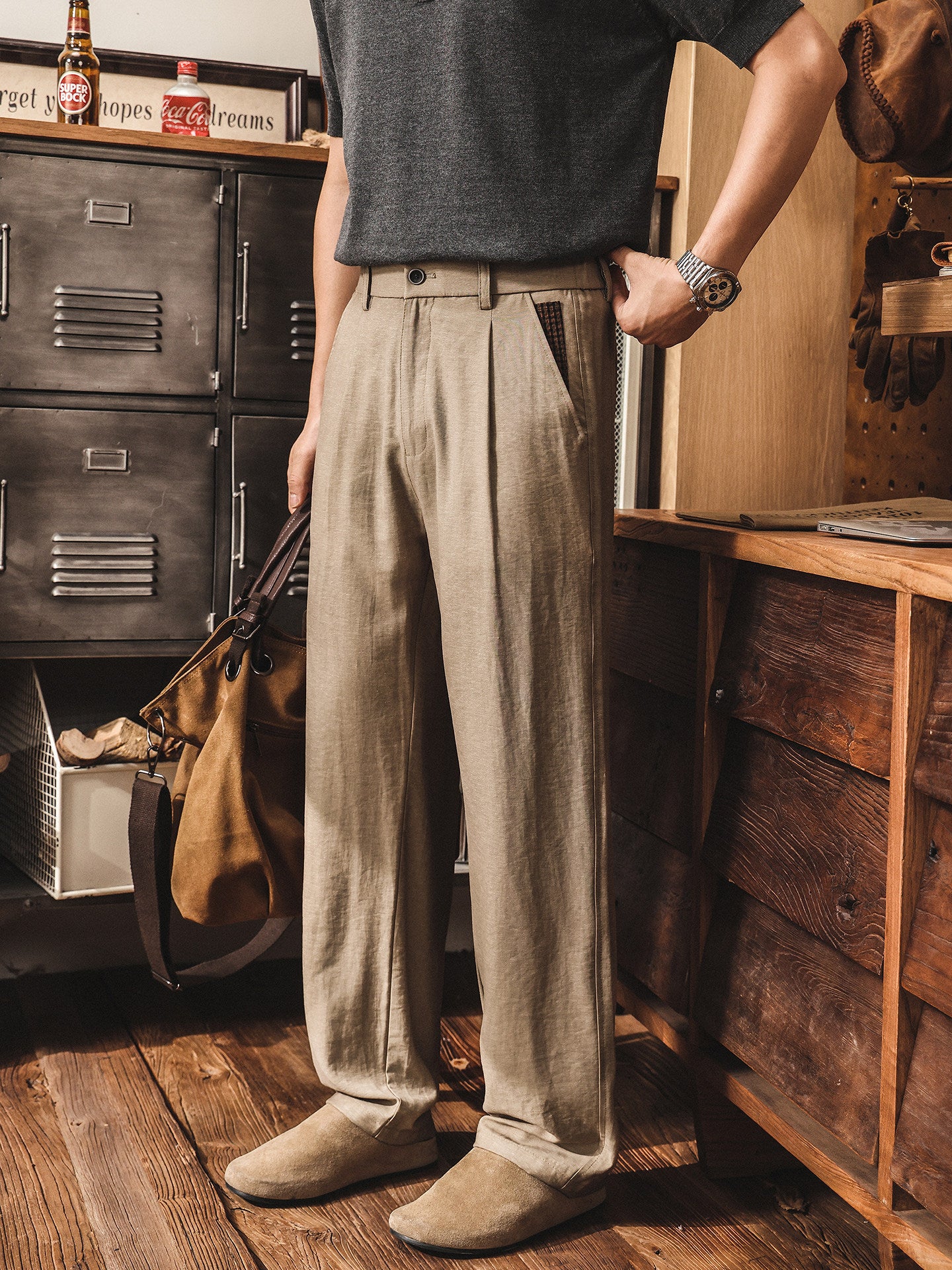 Men's Summer Lightweight Loose-Fit Straight-Leg Pants