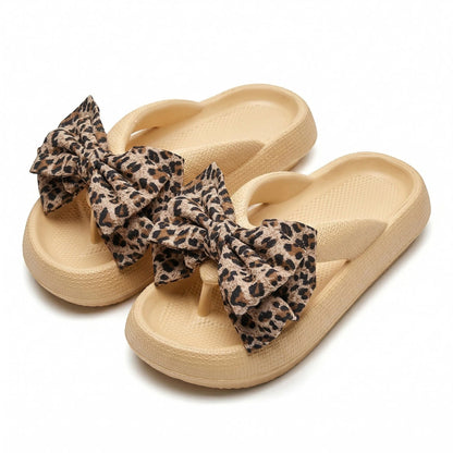 Women's Leopard Print Bow EVA Sandals