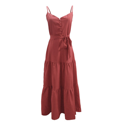 Button V-neck sleeveless camisole women's summer dress