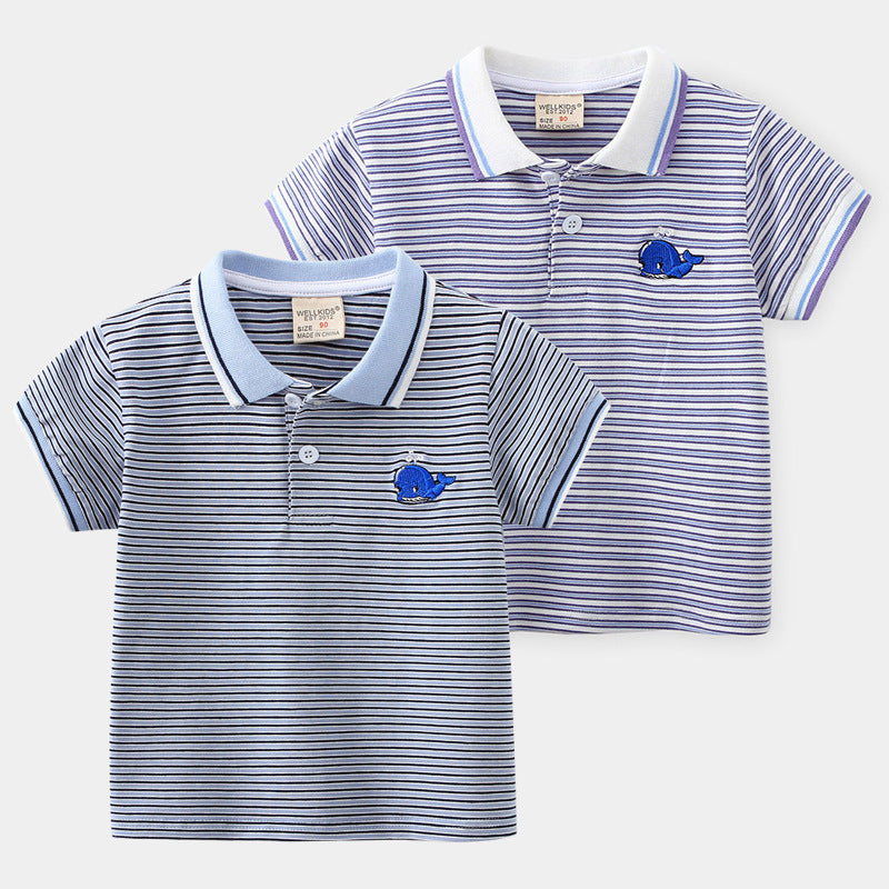 Jongens Cartoon Korte Mouw Gestreept Poloshirt