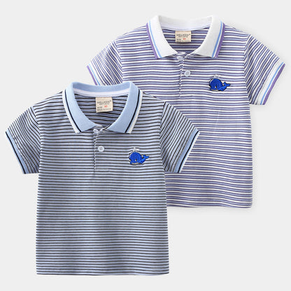 Jongens Cartoon Korte Mouw Gestreept Poloshirt