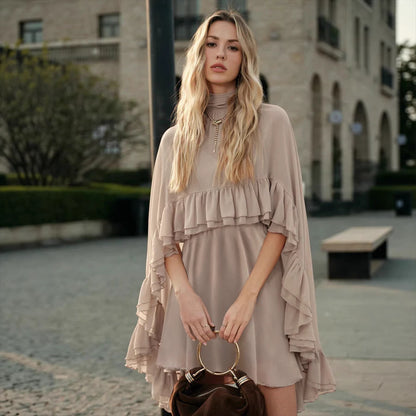 Elegant Lace Trim Dress Set