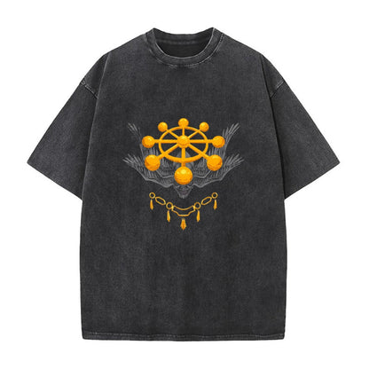Summer AnimePrinted T-Shirt Cotton Washed Vintage Short Sleeve