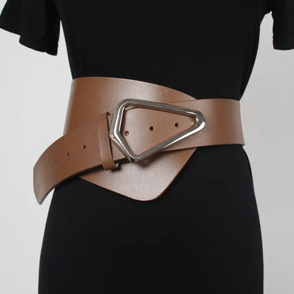 Irregular Spring Suit Shirt Women Waist Belt Real Leather Cinch Strap Cowhide Cowskin Waistband  Belt