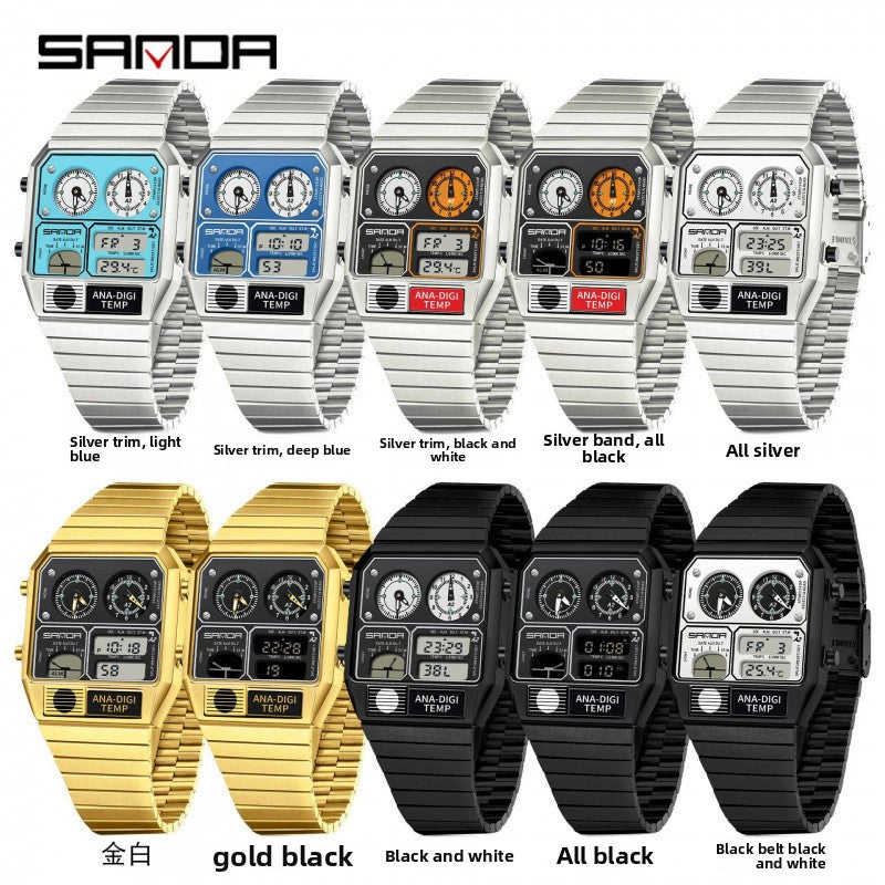Dual Display 50m Water Resistant Electronic Watch