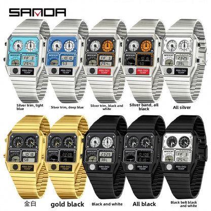 Dual Display 50m Water Resistant Electronic Watch