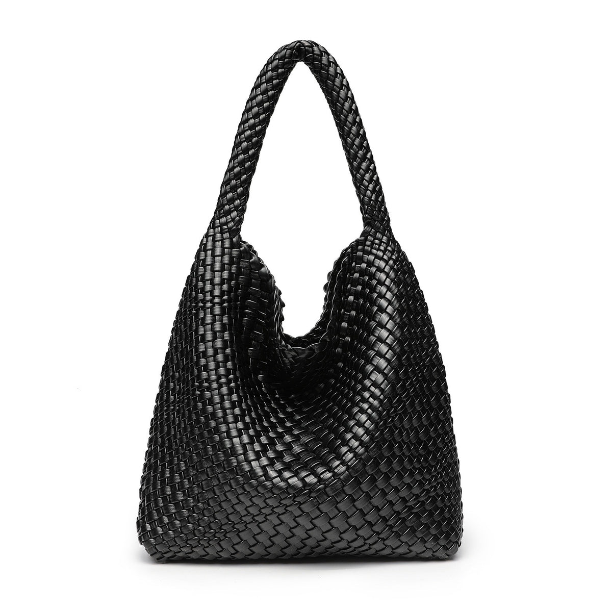 Handgeweven PU-leren bucket bag voor dames