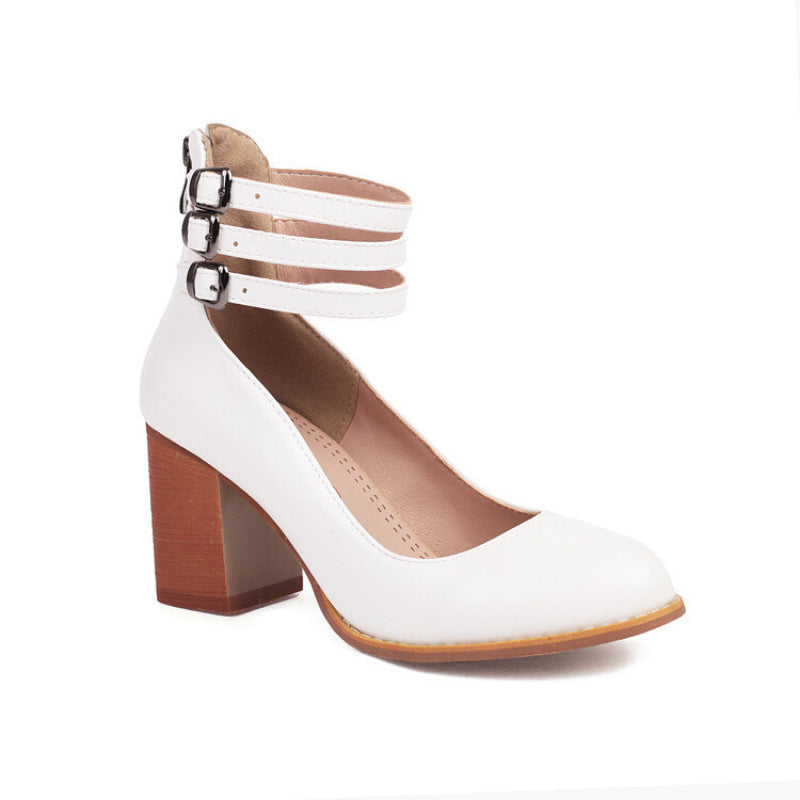 Retro Mary Jane Buckle Strap High Heel Shoes