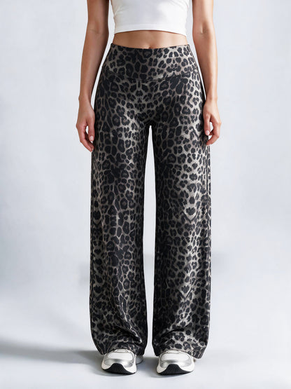 Women's Brushed Fabric High-Waisted Wide-Leg Yoga Running Pants