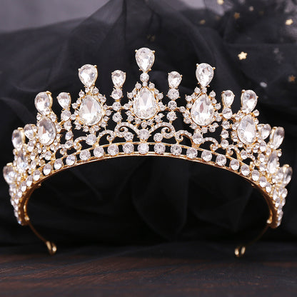 Bride Crown Baroque Water Drop Diamond Princess Crown Performance Birthday Headwear Wedding Dress Accessories