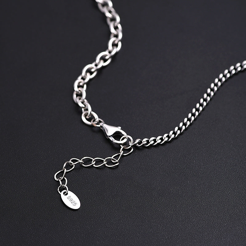 Trendy zilveren heren stikselketting