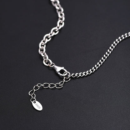 Trendy zilveren heren stikselketting