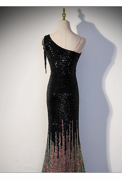 VrouwelijkOne-Shoulder Pailletten Jurk Met Lange Split