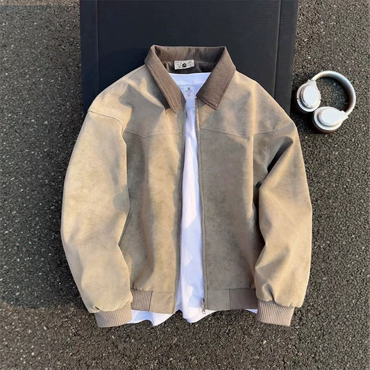 Mens PU Leather Tie-Dye Jacket