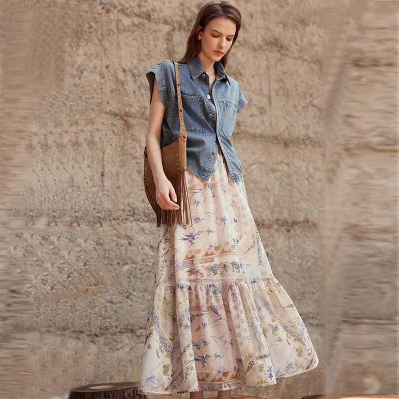 Franse stijl hoogwaardige modieuze maxi-rok