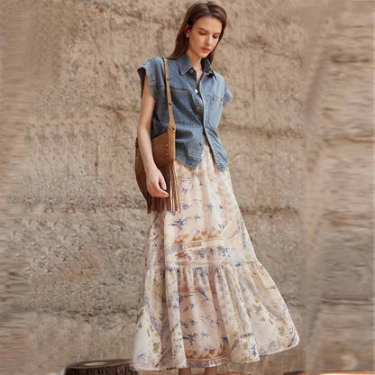 Franse stijl hoogwaardige modieuze maxi-rok