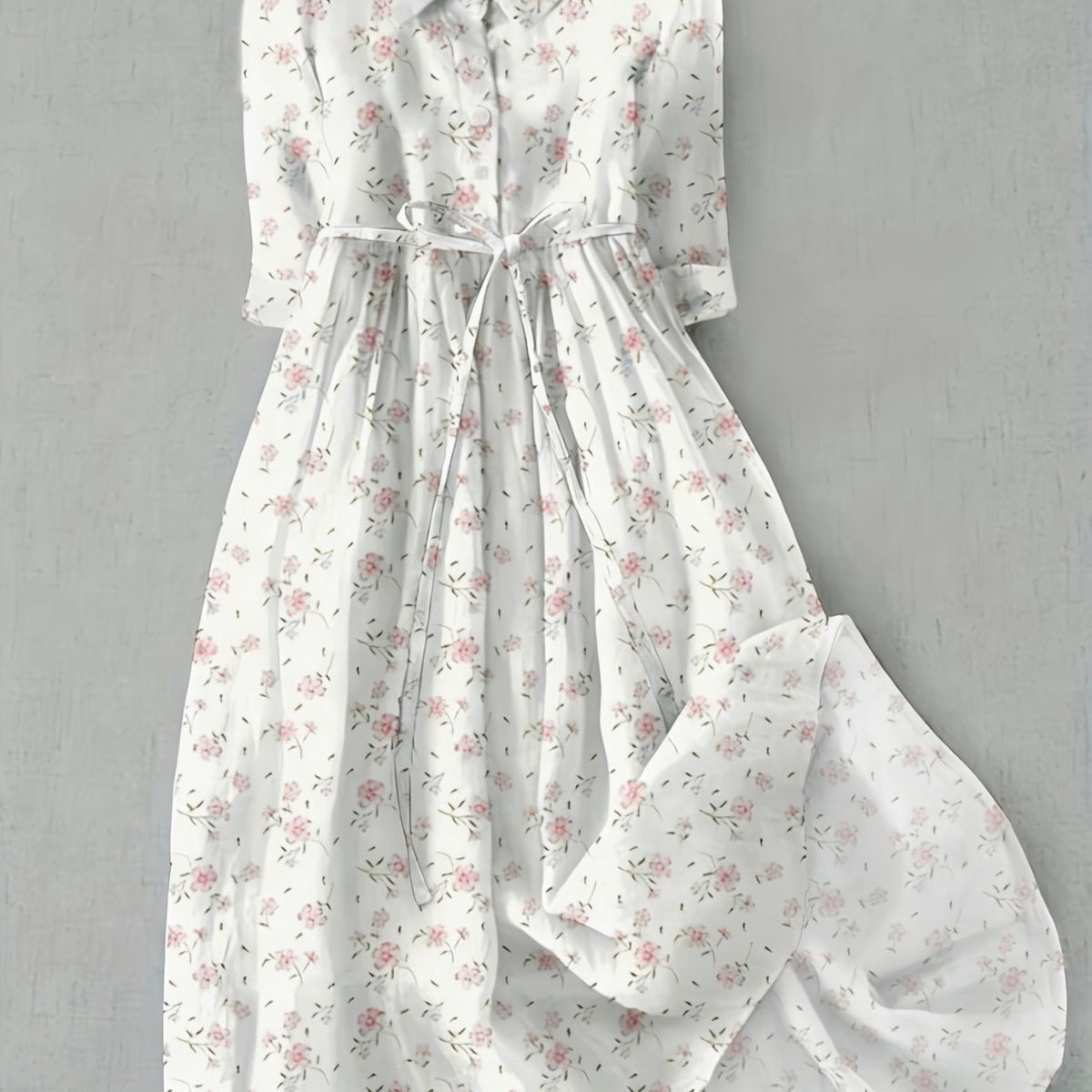 Elegant French Style Polyester Midi Dress