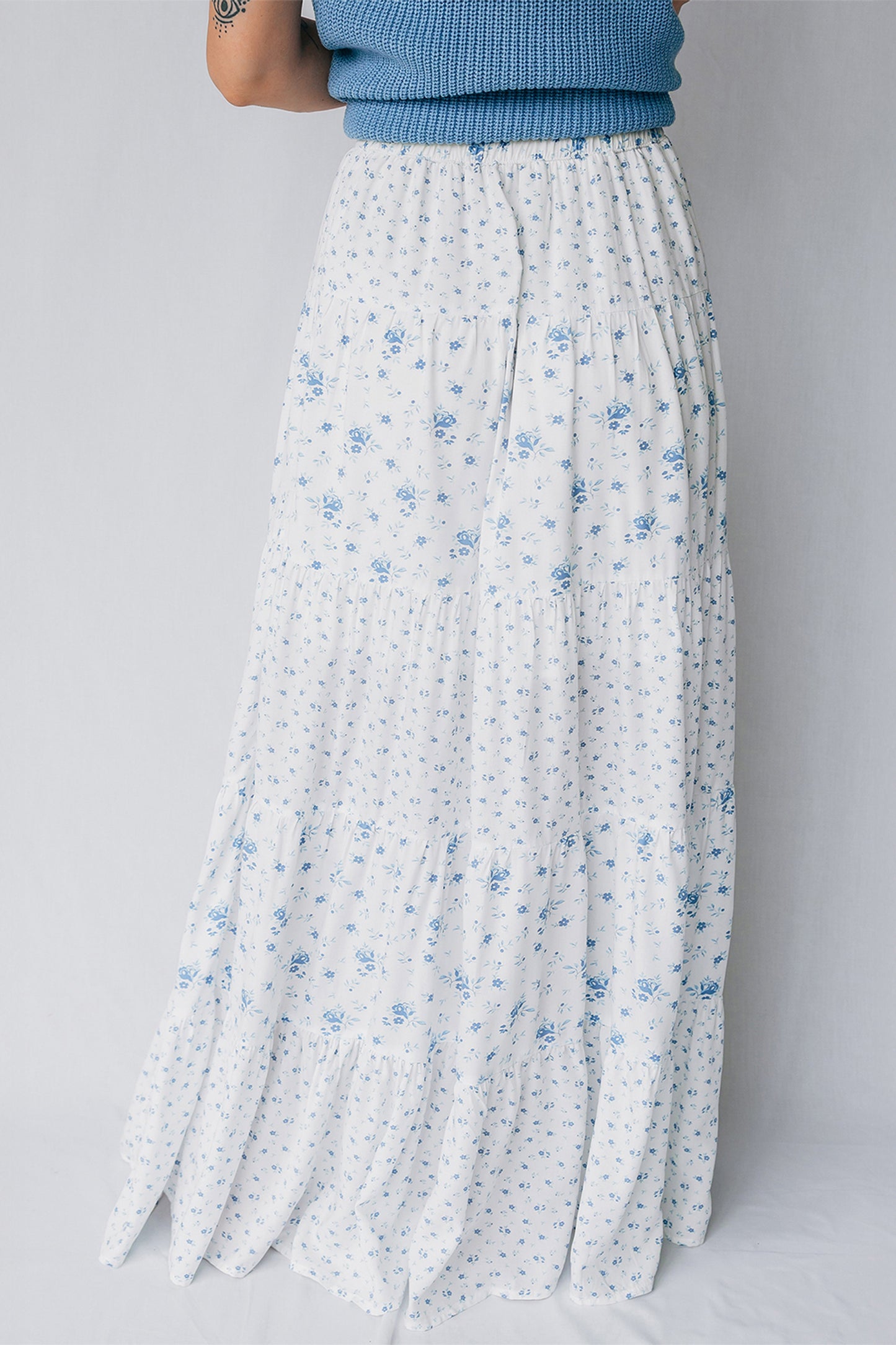 Maxi-rok met hoge taille en kleine bloemenprint in boho-stijl