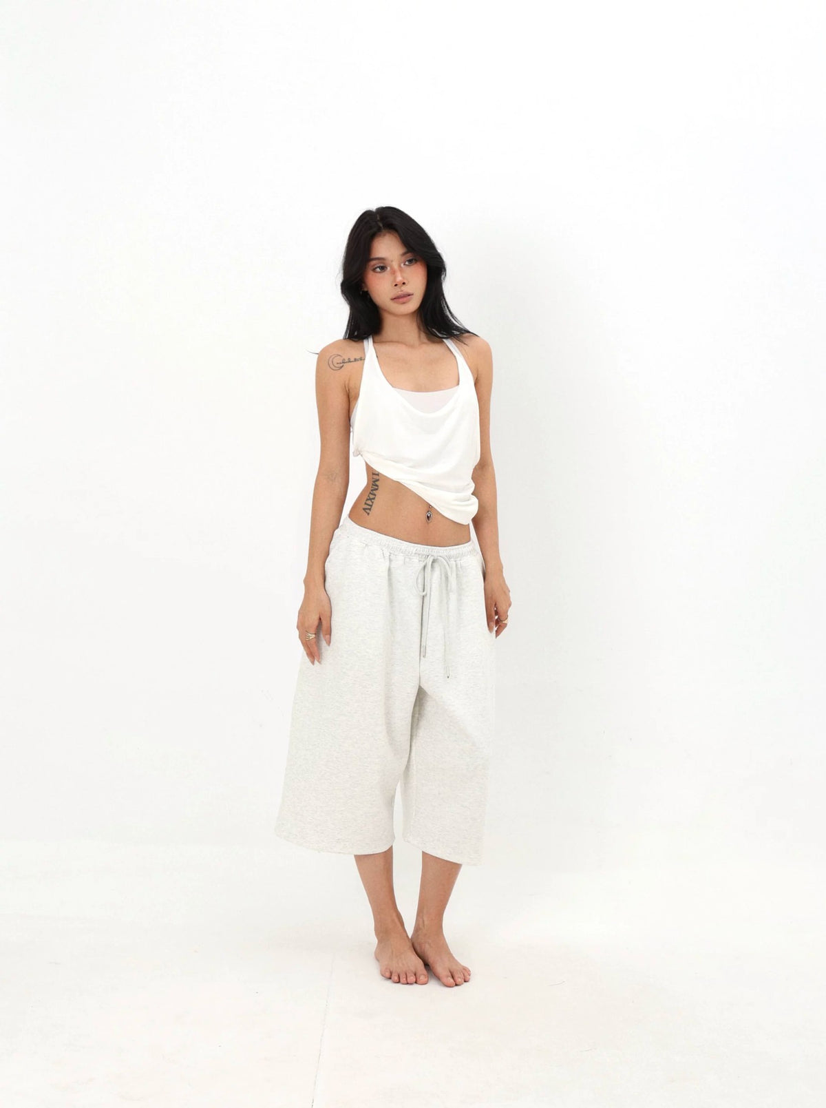 Womens Drawstring Cropped Sweatpants