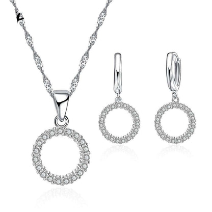 Vintage Sterling Silver Cubic Zirconia Necklace and Earrings Set