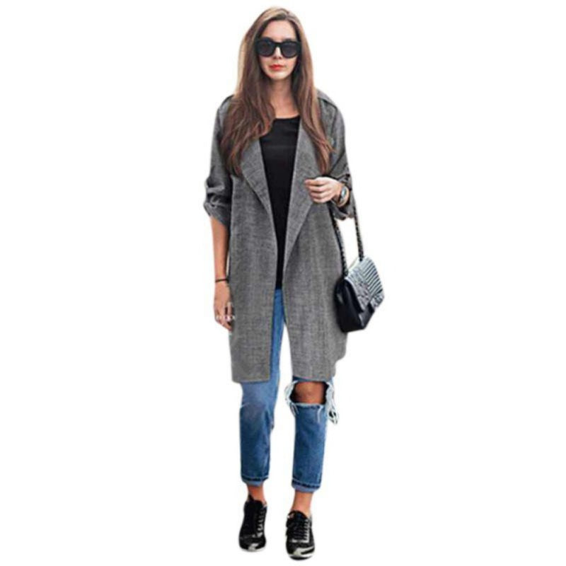 Trenchcoat met zakken en oprolbare mouwen