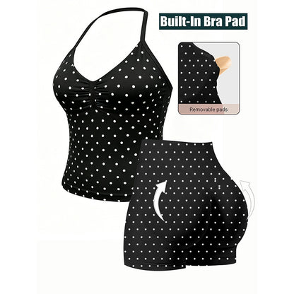 Yoga Fitness Set Halter Neck Top High Waisted Shorts
