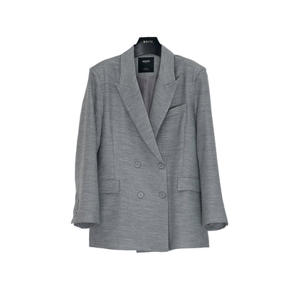 White Casual Loose Blazer for Women