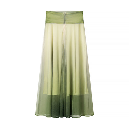 Gradient printed top+skirt set