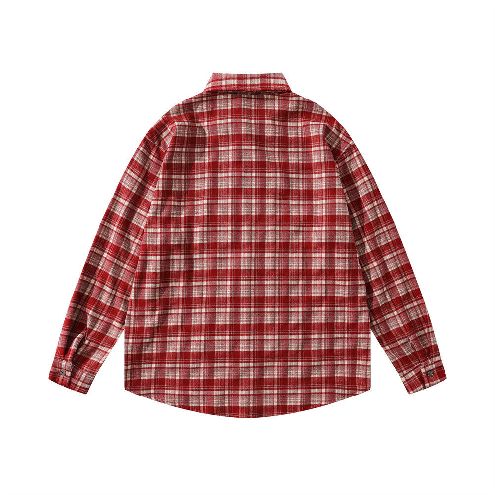 Loose plaid long sleeved shirt