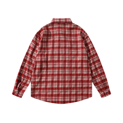 Loose plaid long sleeved shirt