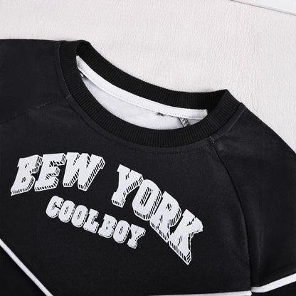 Casual Two-Piece Set for Boys Letter Print Crewneck Sweatshirt and Pants Kids Outfit