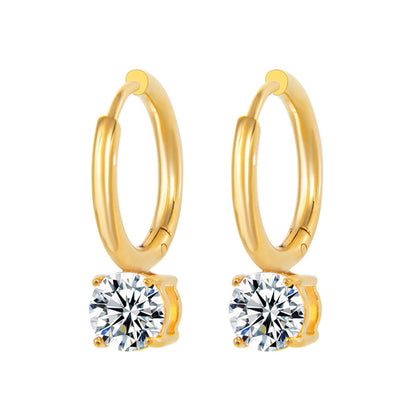 Classic Four-Claw Zircon Earrings