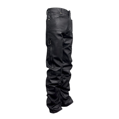 Designer Zip Black Roxed Denim Pants Heren
